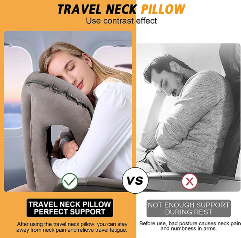 Travel Inflatable Airplane Neck & Chin Pillow for Restful Journeys