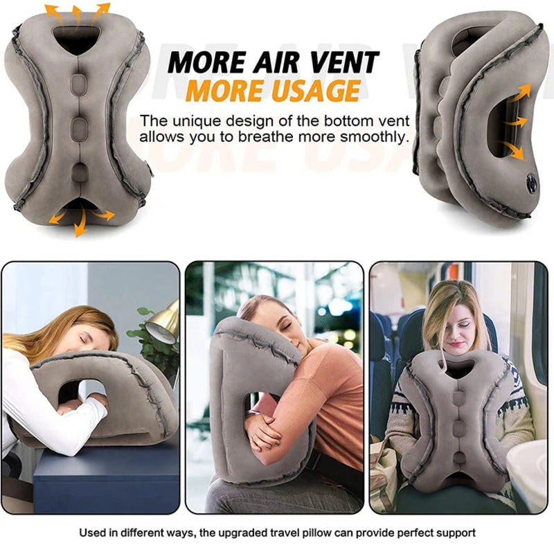 Travel Inflatable Airplane Neck & Chin Pillow for Restful Journeys