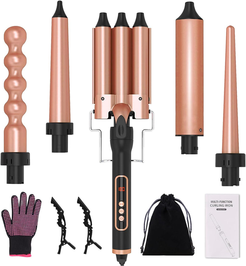 MadCurl™ 5-in-1 Interchangeable Barrel Hair Curling Wand Set