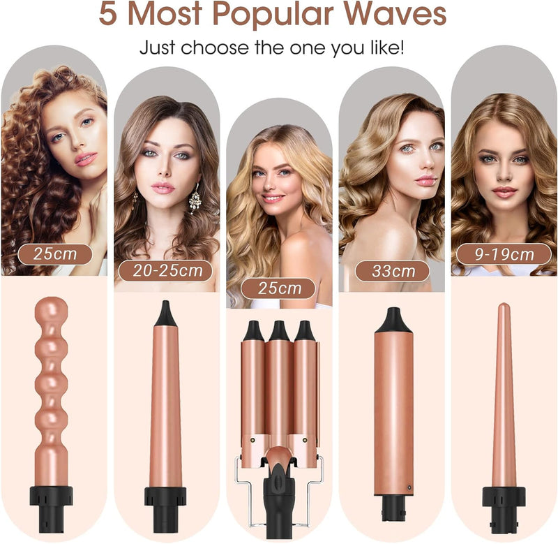 MadCurl™ 5-in-1 Interchangeable Barrel Hair Curling Wand Set