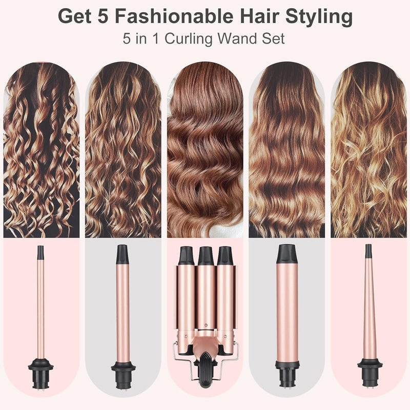 MadCurl™ 5-in-1 Interchangeable Barrel Hair Curling Wand Set