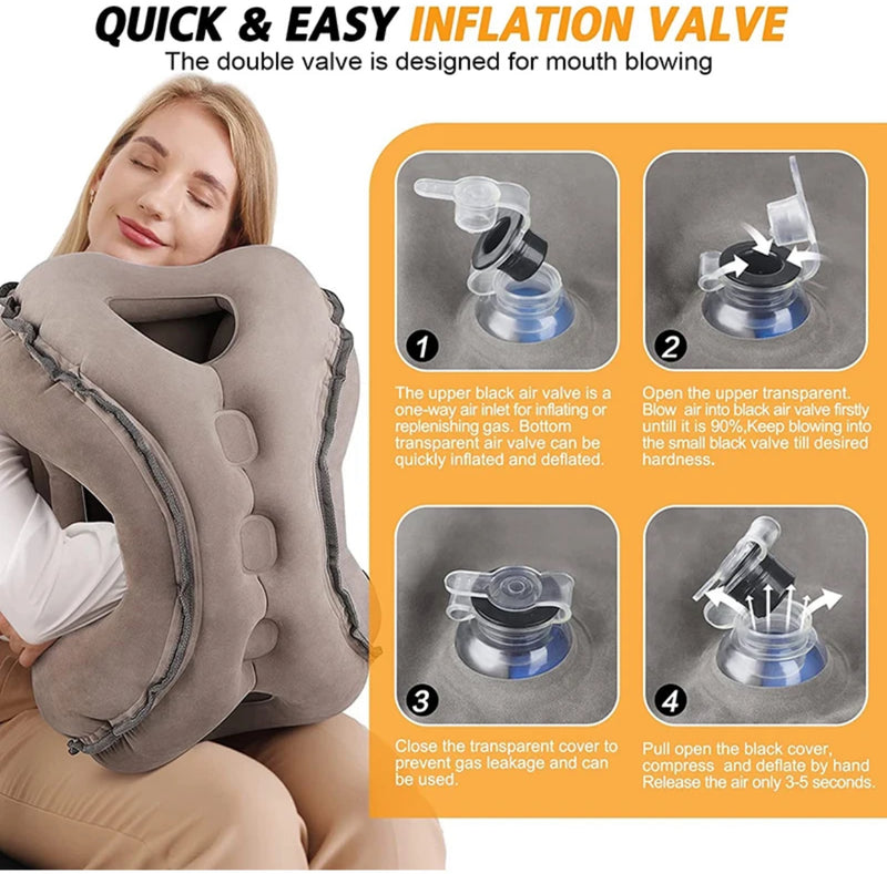 Travel Inflatable Airplane Neck & Chin Pillow for Restful Journeys