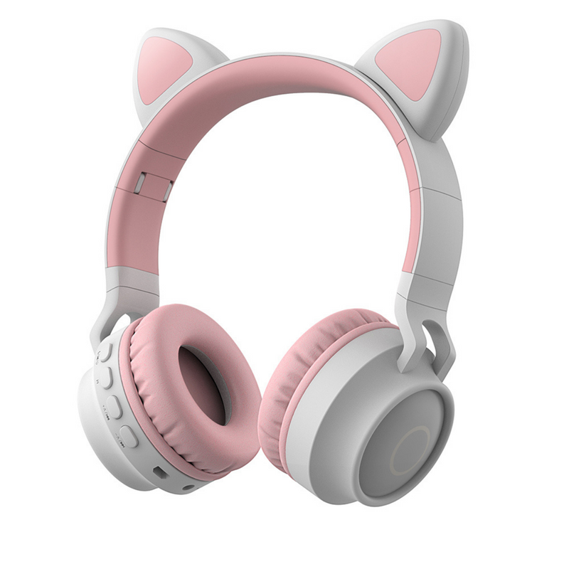 LED Light Up Kids Wireless Headphones Over Ear with MicrophoneKids headphone Light Pink - Madshot