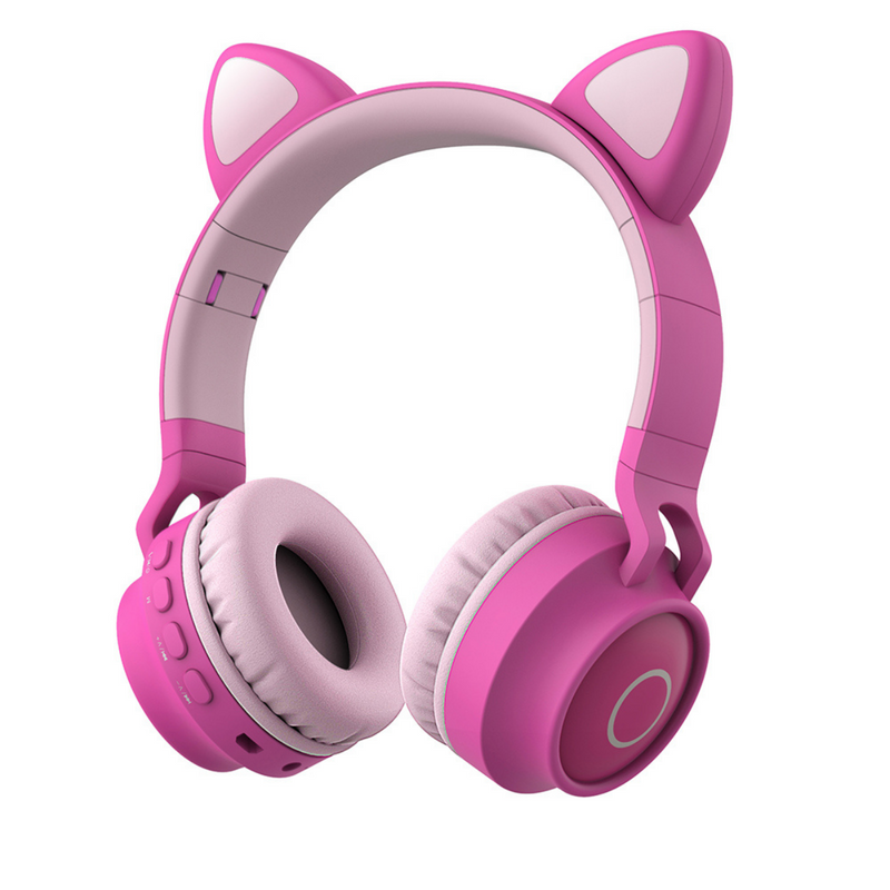 LED Light Up Kids Wireless Headphones Over Ear with MicrophoneKids headphone Dark Pink - Madshot