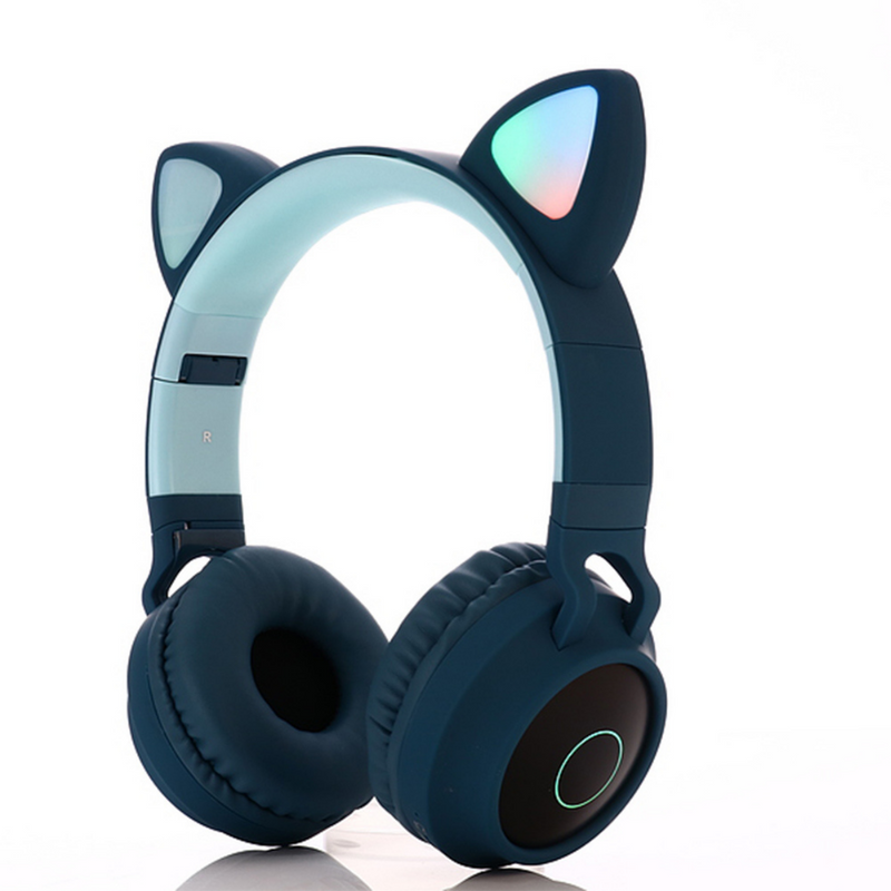 LED Light Up Kids Wireless Headphones Over Ear with MicrophoneKids headphone Dark Blue Green - Madshot