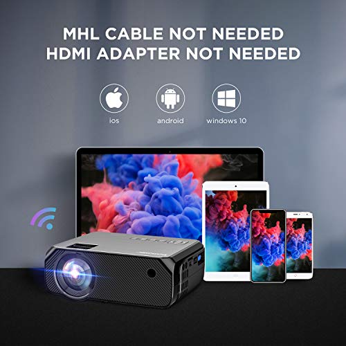 Mini Wifi Projector, Upgraded 5000 Lux, Full HD 1080P and 300'' Display SupportedProjectors Silver - Madshot