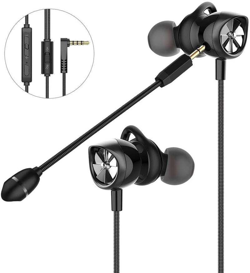 Wired Gaming Earbuds, with Detachable Dual ANC, Volume Control with Vertical Plug for computers, laptops and Smart PhoneGAMING HEADSETS Black - Madshot