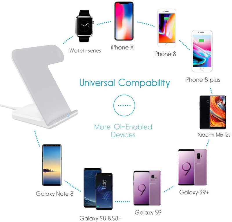 Fast Wireless Charging Stand 2 in 1 Compatible with Apple & Samsung (QC 3.0 Adapter Included)Wireless Charger - Madshot