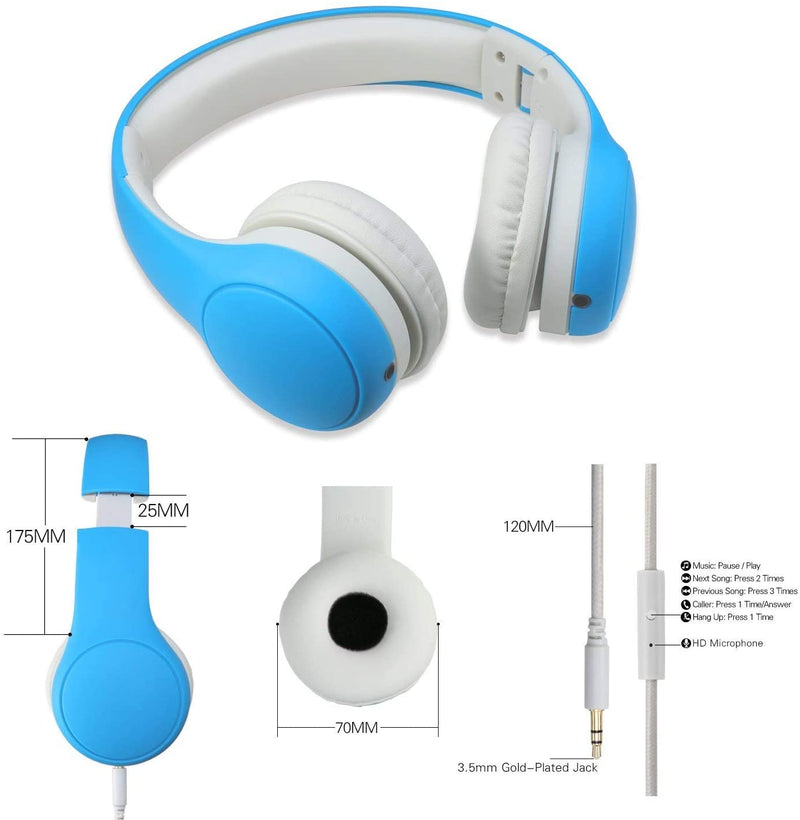 [Volume Limited] Kids Safety Foldable On-Ear Headphones with Mic, Volume Controlled at Max 93dB to Prevent Noise-induced Hearing Loss (NIHL), Passive Noise ReductionKids headphone - Madshot