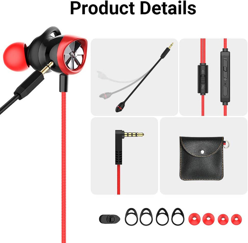 Wired Gaming Earbuds, with Detachable Dual ANC, Volume Control with Vertical Plug for computers, laptops and Smart PhoneGAMING HEADSETS - Madshot
