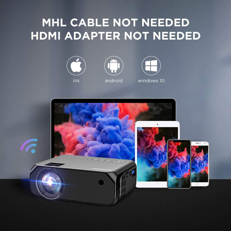 Mini Wifi Projector, Upgraded 5000 Lux, Full HD 1080P and 300'' Display SupportedProjectors - Madshot