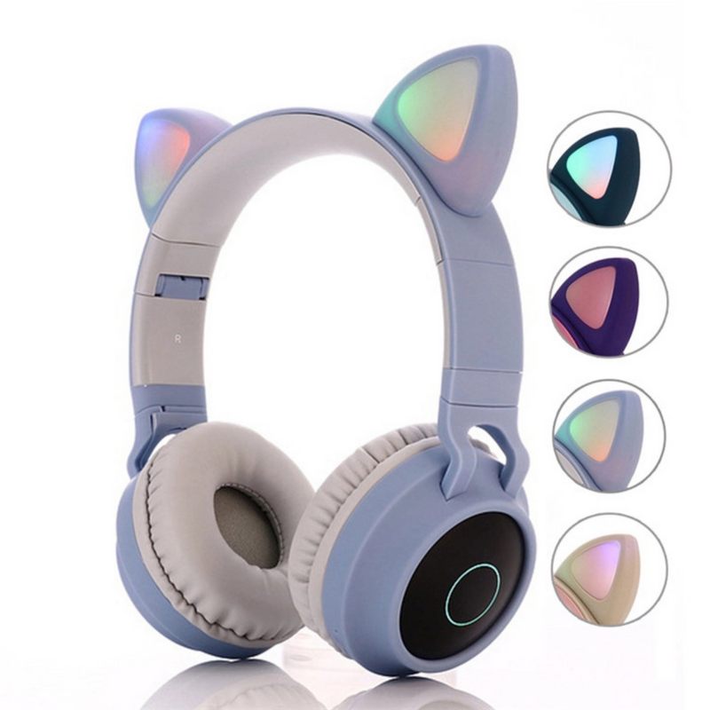 LED Light Up Kids Wireless Headphones Over Ear with MicrophoneKids headphone Light Purple - Madshot