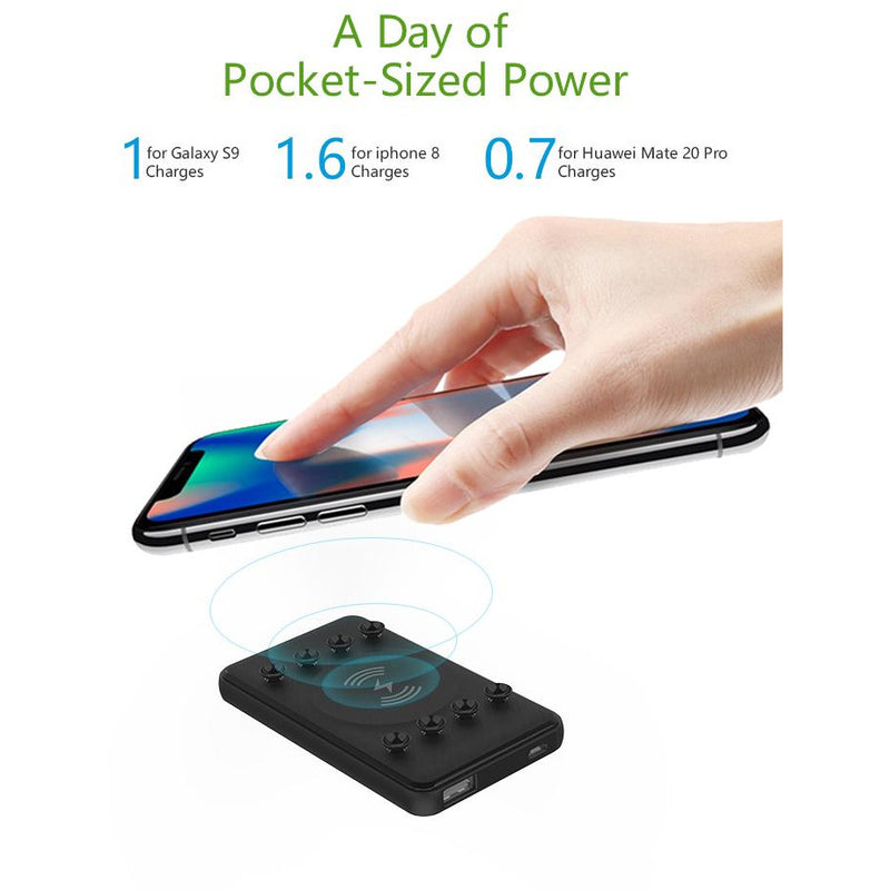 Ultra-Thin Small Mini Wireless Charger Suction Cup Power Bank 5000mAhWireless Charger - Madshot
