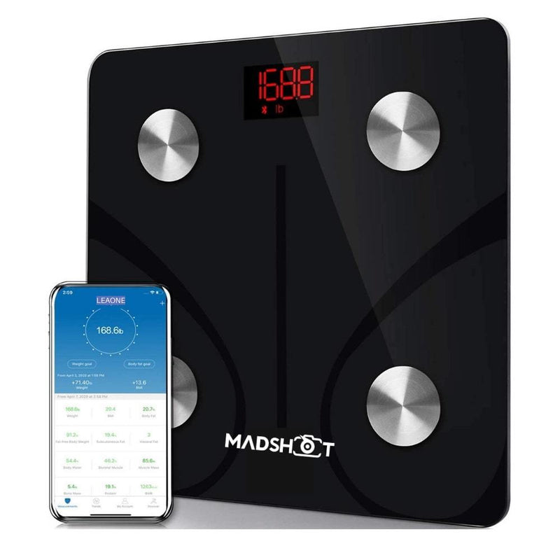 Bluetooth Smart BMI Digital Body Scale - Body composition analyzer with smartphone applicationSmart Scale Black - Madshot