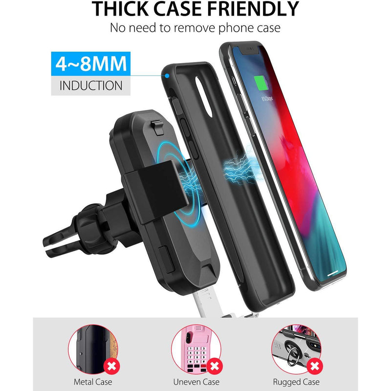 Wireless Car Charger, Madshot 10W Qi Fast Charging Auto Clamping Car Mount Windshield Dashboard Air Vent Phone HolderCar & Vehicle Electronics - Madshot
