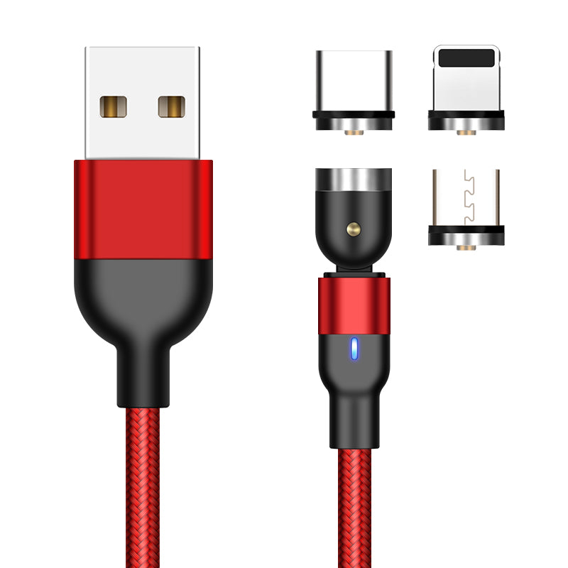 Magnetic Charging Cable 3 in 1 Nylon Braided LED LightingCable Charger 1M / 3 in 1 Red Magnetic Cable - Madshot